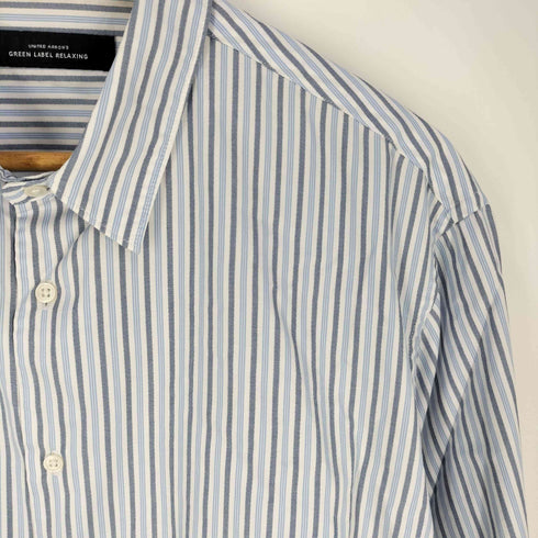 ユナイテッドアローズグリーンレーベルリラクシング UNITED ARROWS green label relaxing CM ドビーストライプ ジャストルーズ レギュラーカラー 長袖シャツ メンズ JPN:L